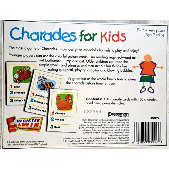 Pressman Charades for Kids for 3 or More Players Ages 4+ No Reading Required - Picture 3 of 5